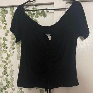 Black scrunched crop top